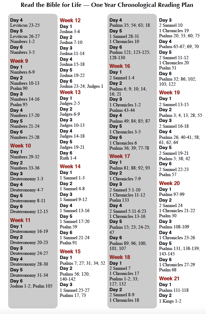 Read The Bible In A Year Chronological Printable